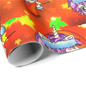 サンタ間抜けユニコーン金ゴールド紅葉 ラッピングペーパー (ロールコーナー)