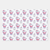 サンタ雪だるまとトナカイかわいいクリスマスデザイン ラッピングペーパーシート (正面3)