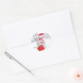 サンタ雪だるまとレッドショベル ラウンドシール (封筒)