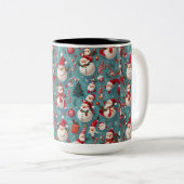 サンタ雪だるまクリスマス ツートーンマグカップ (正面右)