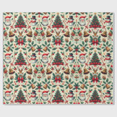 サンタ雪だるまクリスマス ラッピングペーパー (フラット)