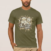 サンタ雪だるまコーヒー元気ペイントスプラッター Tシャツ (正面)