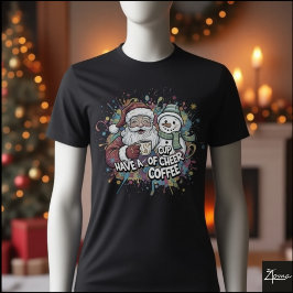 サンタ雪だるまコーヒー元気ペイントスプラッター Tシャツ