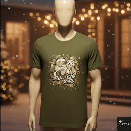 サンタ雪だるまコーヒー元気ペイントスプラッター Tシャツ