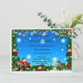 サンタ雪だるまスノーフレークスクリスマスパーティー招待状 招待状 (スタンド正面)