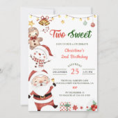 サンタ雪だるまツースイートクリスマスバースデーパーティー 招待状 (正面)