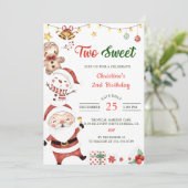 サンタ雪だるまツースイートクリスマスバースデーパーティー 招待状 (スタンド正面)