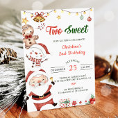 サンタ雪だるまツースイートクリスマスバースデーパーティー 招待状