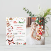 サンタ雪だるまツー スイート クリスマス 誕生日パーティー 招待状 (スタンド正面)