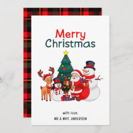 サンタ雪だるまトナカイフェスティバルメリークリスマス シーズンカード