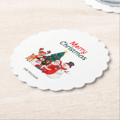 サンタ雪だるまトナカイフェスティバルメリークリスマス ペーパーコースター (アングル)