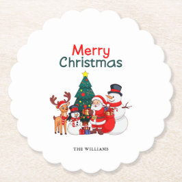 サンタ雪だるまトナカイフェスティバルメリークリスマス ペーパーコースター