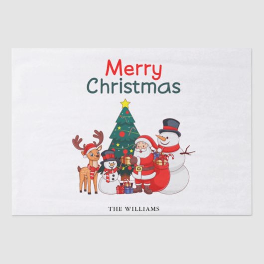 サンタ雪だるまトナカイフェスティバルメリークリスマス 薄葉紙 (正面)