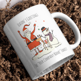 サンタ雪だるまトナカイ季節のごあいさつビジネス ツートーンマグカップ