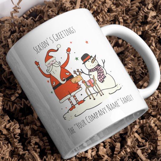 サンタ雪だるまトナカイ季節のごあいさつビジネス ツートーンマグカップ