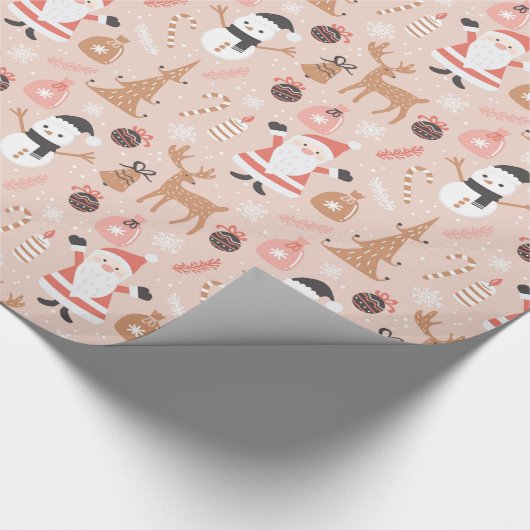 サンタ雪だるまトナディアキャンディーケーンクリスマスツリー ラッピングペーパー (角)