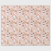 サンタ雪だるまトナディアキャンディーケーンクリスマスツリー ラッピングペーパー (フラット)