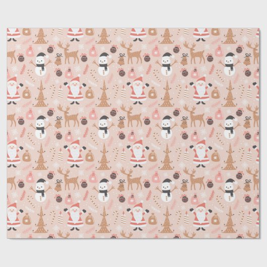 サンタ雪だるまトナディアキャンディーケーンクリスマスツリー ラッピングペーパー (フラット)