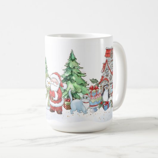 サンタ雪だるまトナディークリスマス コーヒーマグカップ (正面右)