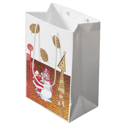 サンタ雪だるまメリークリスマス抱き枕 ミディアムペーパーバッグ (正面アングル)