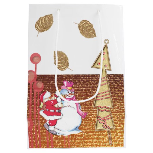 サンタ雪だるまメリークリスマス抱き枕 ミディアムペーパーバッグ (裏面)