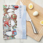 サンタ雪だるまルドルフペンギンクリスマス キッチンタオル (四つ折り)