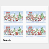 サンタ雪だるまルドルフペンギンクリスマス 長方形シール (シート)