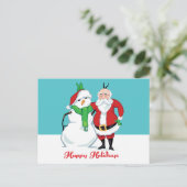 サンタ雪だるま写真 シーズンポストカード (スタンド正面)