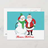 サンタ雪だるま写真 シーズンポストカード (正面/裏面)