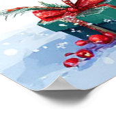 サンタ雪だるま帽をかぶった陽気なサンタ ポスター (角)