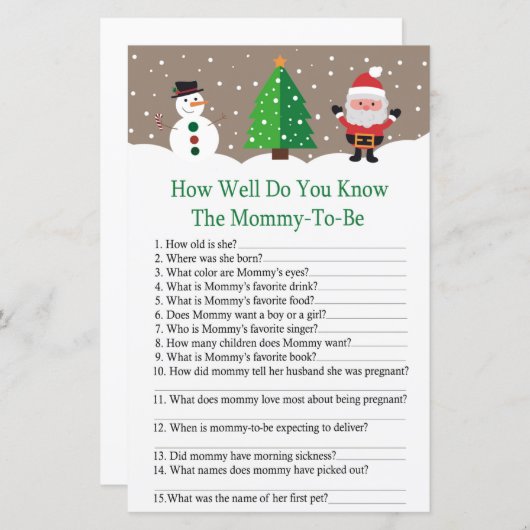 サンタ雪だるま赤ちゃんシャワー知ってる (正面/裏面)