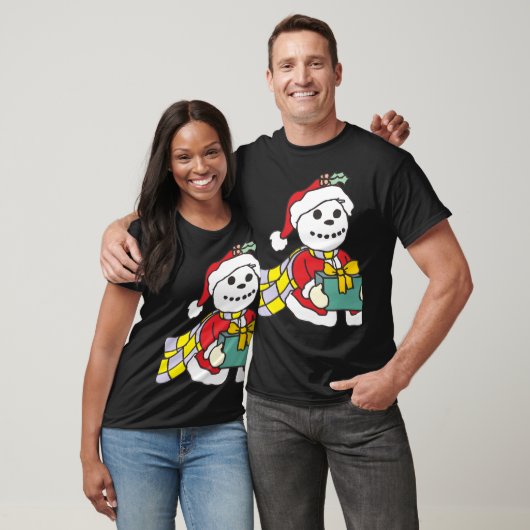 サンタ雪だるま Tシャツ (ユニセックス)