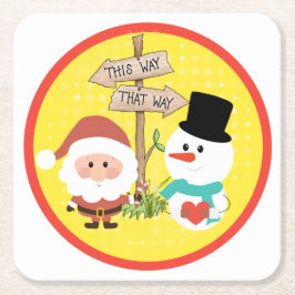 サンタ霜の降りたーか？クリスマスの行き方コースター スクエアペーパーコースター
