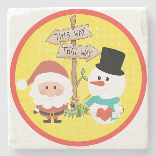 サンタ霜の降りたーか?クリスマスの行き方 ストーンコースター (正面)