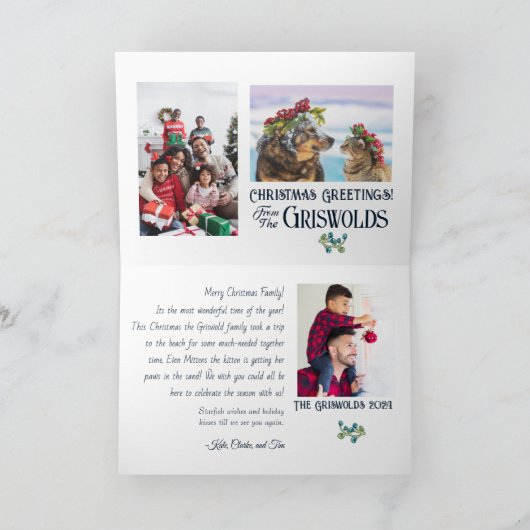 サンタ静かークリスマスカード「ナイト」 カード (内部)