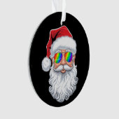 サンタ顔ゲイサングラスクリスマスクリスマスLGBTQ オーナメント (正面)