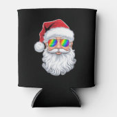 サンタ顔ゲイサングラスクリスマスクリスマスLGBTQ 缶クーラー (正面)