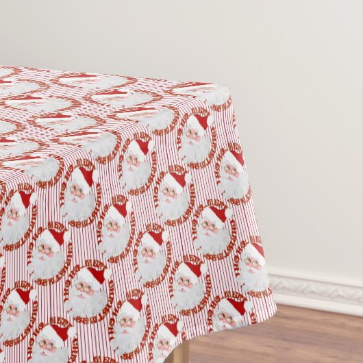 サンタ顔サークルストライプ、赤い – テーブルクロス52x70 テーブルクロス (インサイチュ)