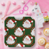 サンタ顔サークル、グリーン紙プレート ペーパープレート (パーティー)