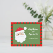 サンタ顔パーソナライズされた文字ホリディハガキ シーズンポストカード (スタンド正面)