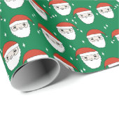 サンタ顔ホリデークリスマス ラッピングペーパー (ロールコーナー)
