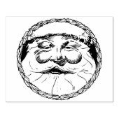 サンタ顔ホリーリーフサークルイラストレーションパット ラバースタンプ (インプリント)