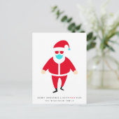 サンタ顔マスクメリークリスマスおもしろい シーズンポストカード (スタンド正面)