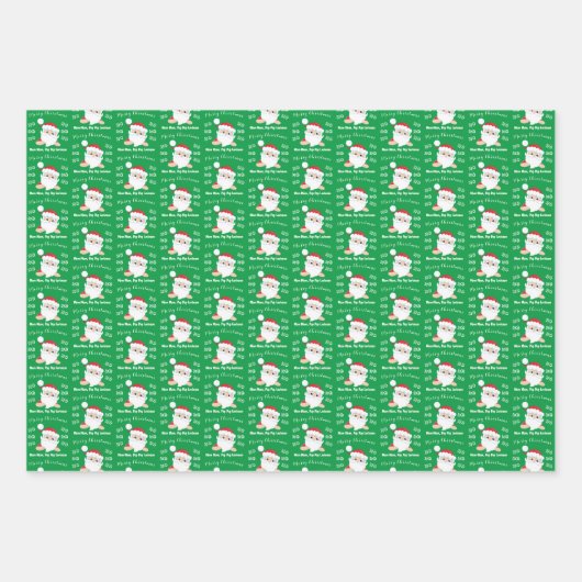 サンタ顔メリークリスマスホーホーカスタム ラッピングペーパーシート (正面2)