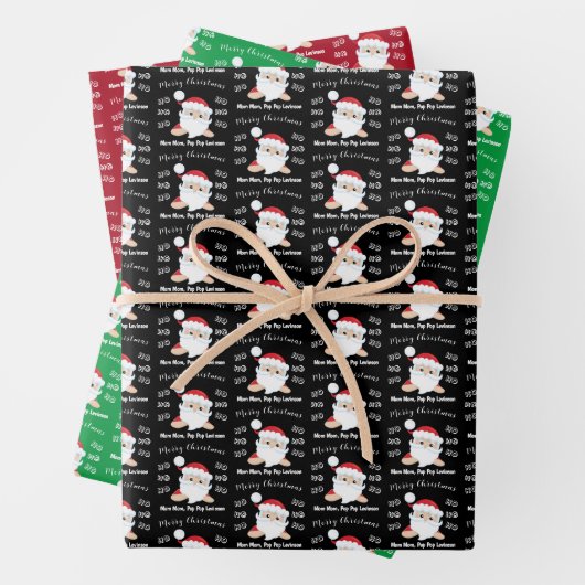 サンタ顔メリークリスマスホーホーカスタム ラッピングペーパーシート (インサイチュ)