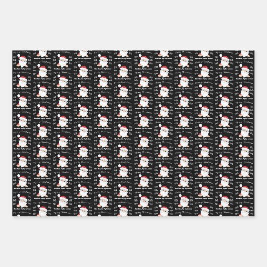 サンタ顔メリークリスマスホーホーカスタム ラッピングペーパーシート (正面)