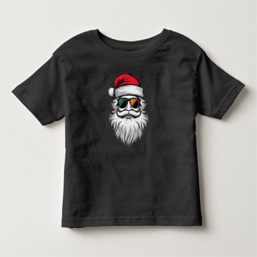 サンタ顔レトロサングラスクリスマスクリスマスホリデイ トドラーTシャツ (正面)