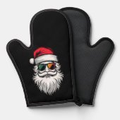サンタ顔レトロサングラスクリスマスクリスマスホリデイ 鍋つかみ (正面/裏面)