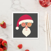 サンタ顔レトロサングラスクリスマス スタンダードカクテルナプキン (インサイチュ)