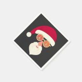サンタ顔レトロサングラスクリスマス スタンダードカクテルナプキン (角)